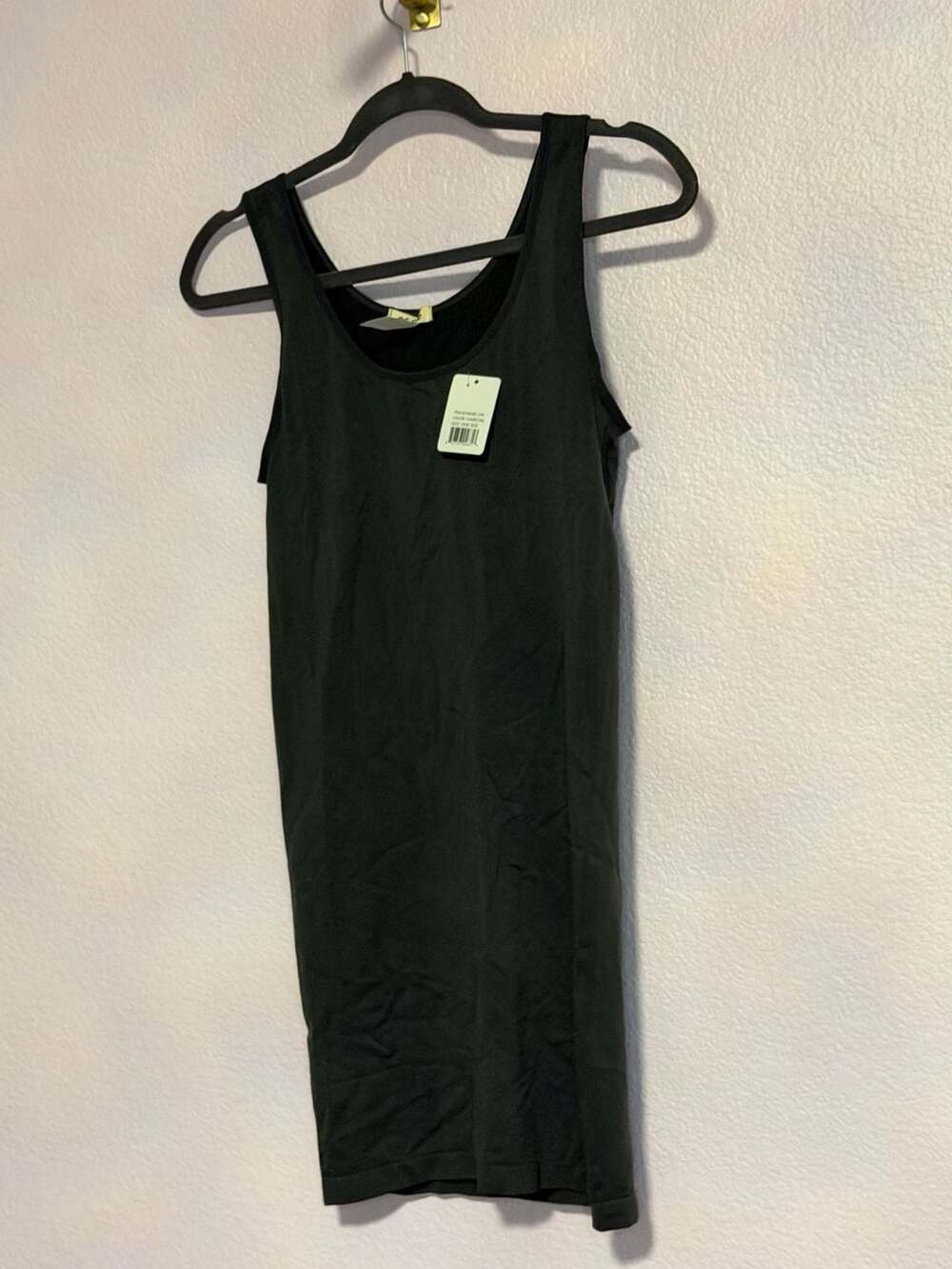 Yelete Tank Dress One Size Charcoal Sleeveless Scoop Neck NWT